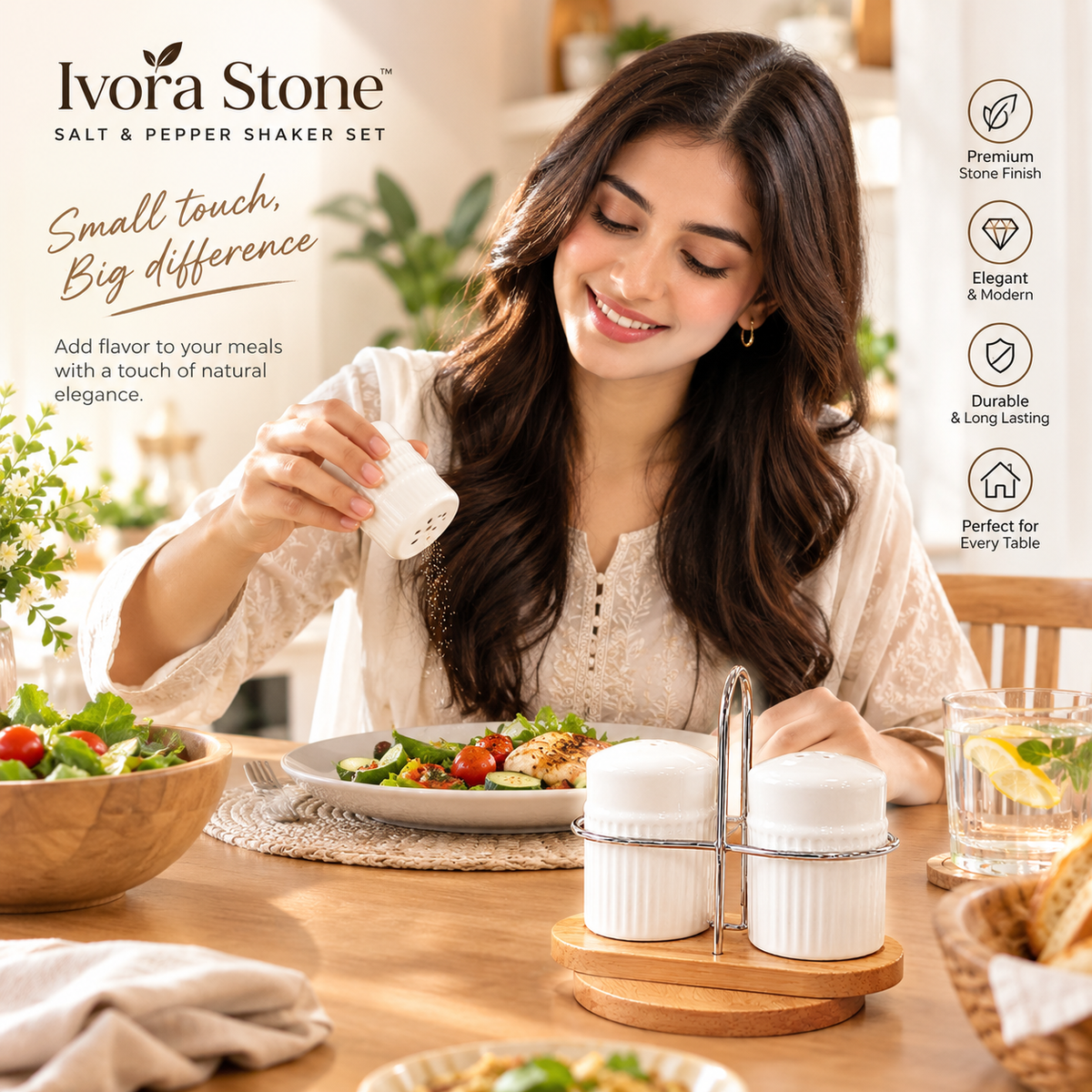 Calista Stone-Salt & Pepper Set