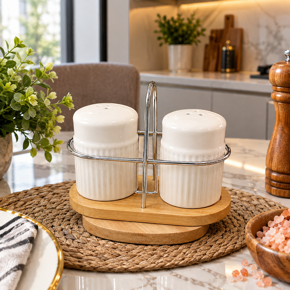 Calista Stone-Salt & Pepper Set