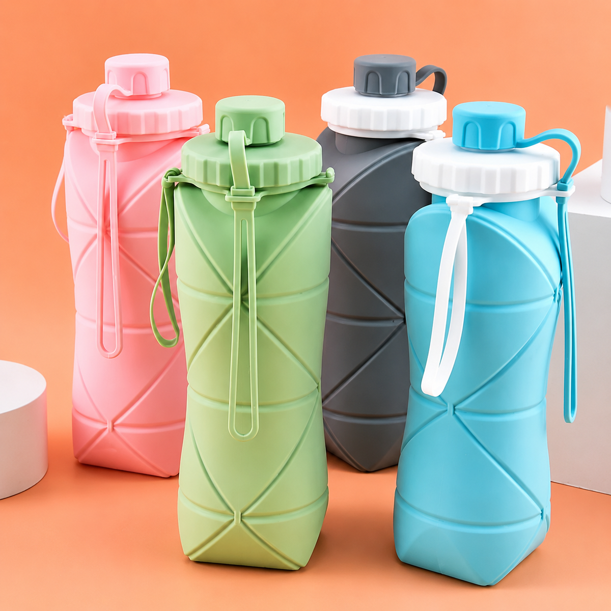 Silicone Foldable Water Bottle 600ml | Portable Pocket Size Collapsible Travel Bottle (Random Color)